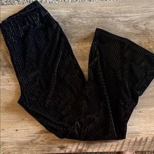 Elegant Black Velvet Wide Leg Pants